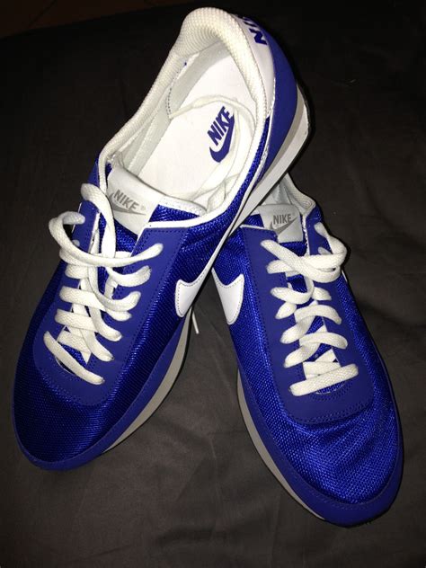 fine blue and white sneakers.